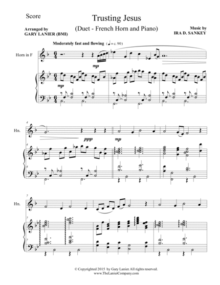 TRUSTING JESUS (Duet – French Horn and Piano/Score and Parts) image number null