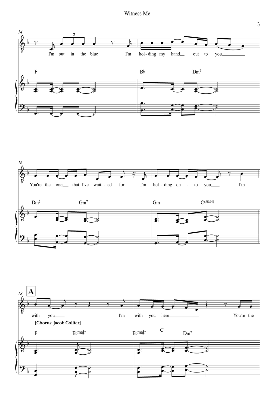 Witness Me Piano, Vocal scores gallery preview page 3