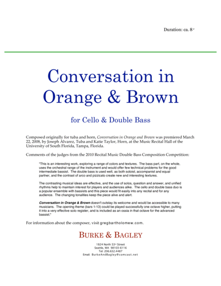 Conversation in Orange & Brown for cello & double bass image number null