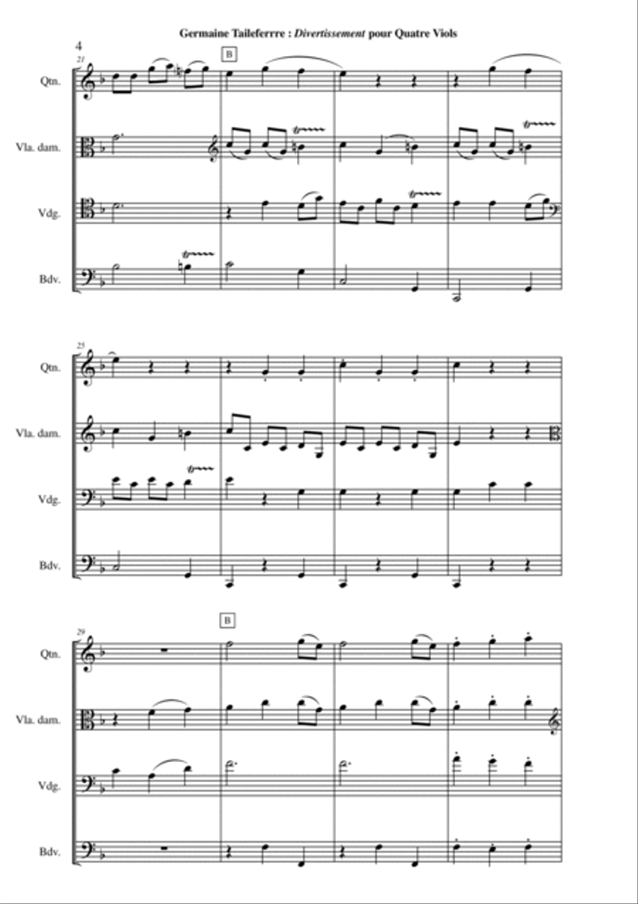 Germaine Tailleferre - Divertissement for viols Viola Solo scores gallery preview page 4