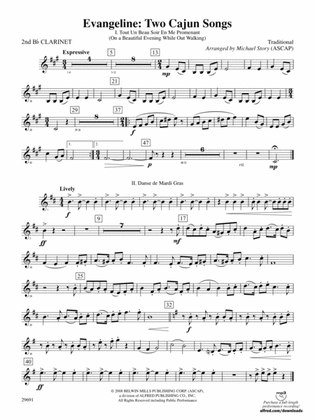 Evangeline: Two Cajun Songs: 2nd B-flat Clarinet