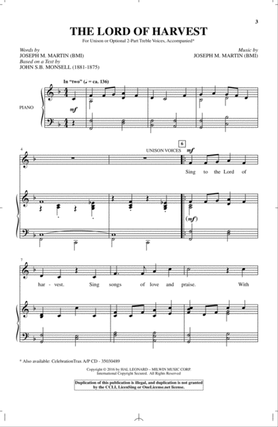 The Lord Of Harvest The Lord Of Harvest 2-Part scores gallery preview page 1