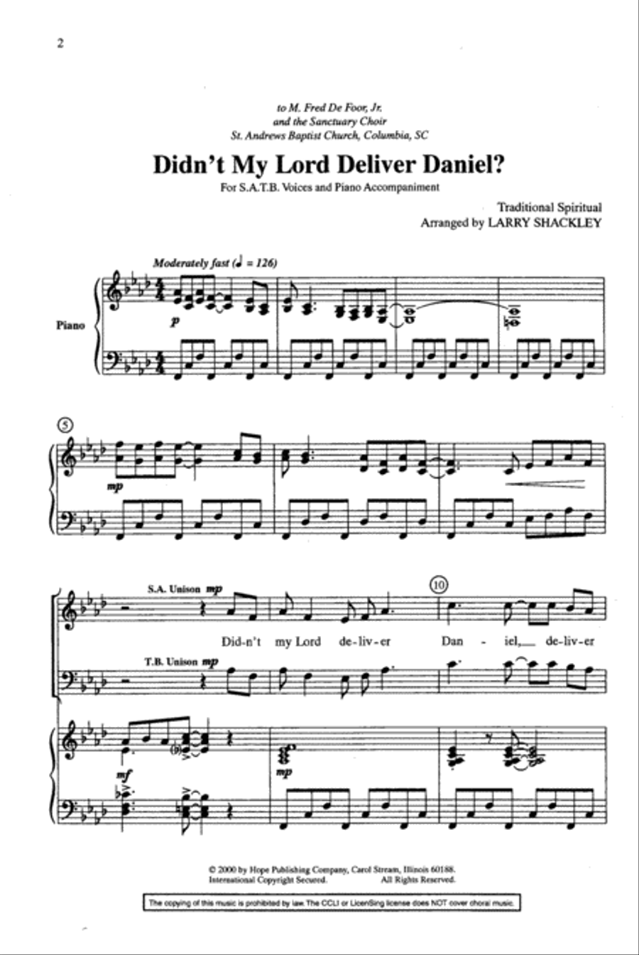 Didn't My Lord Deliver Daniel? 4-Part scores gallery preview page 2