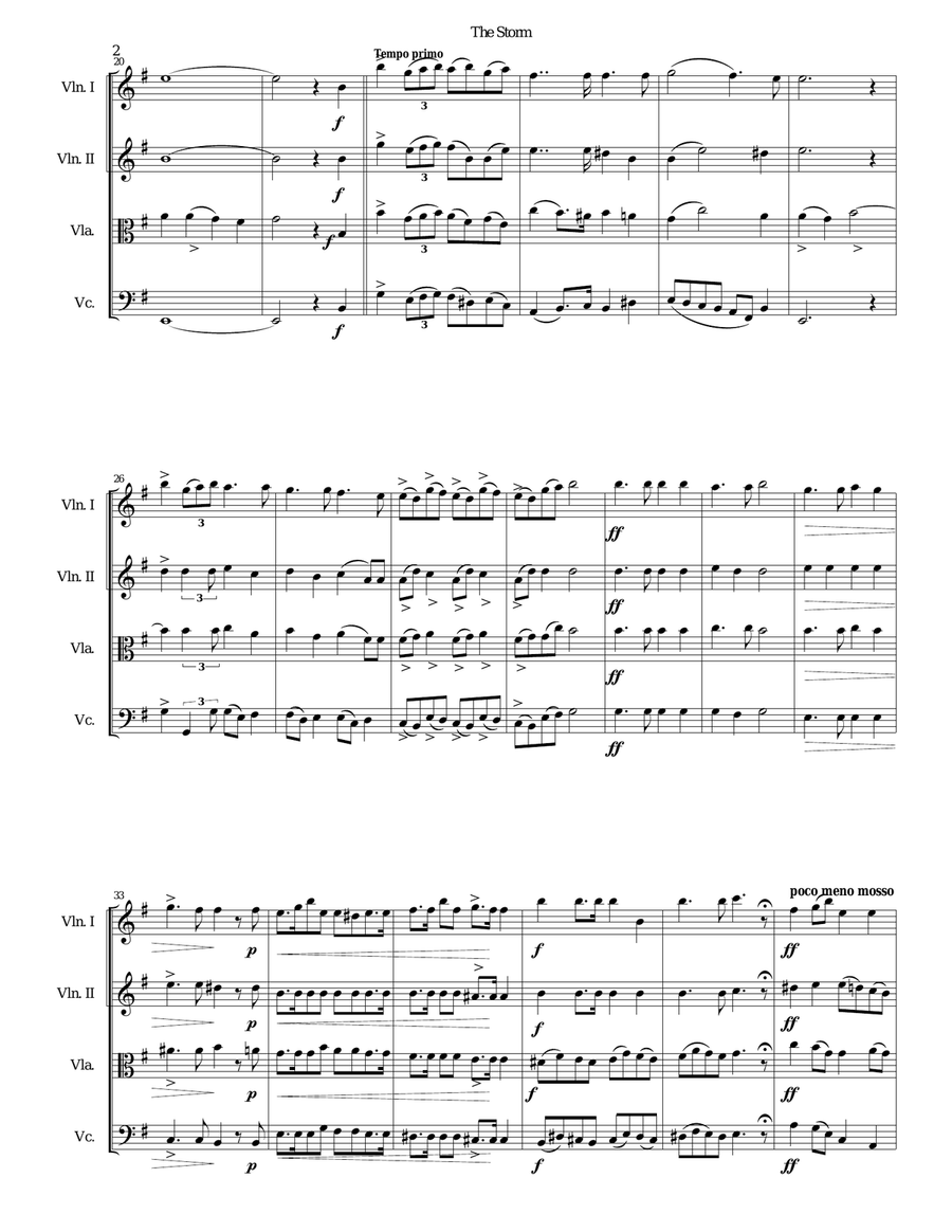 The Storm arranged for string quartet String Quartet scores gallery preview page 2