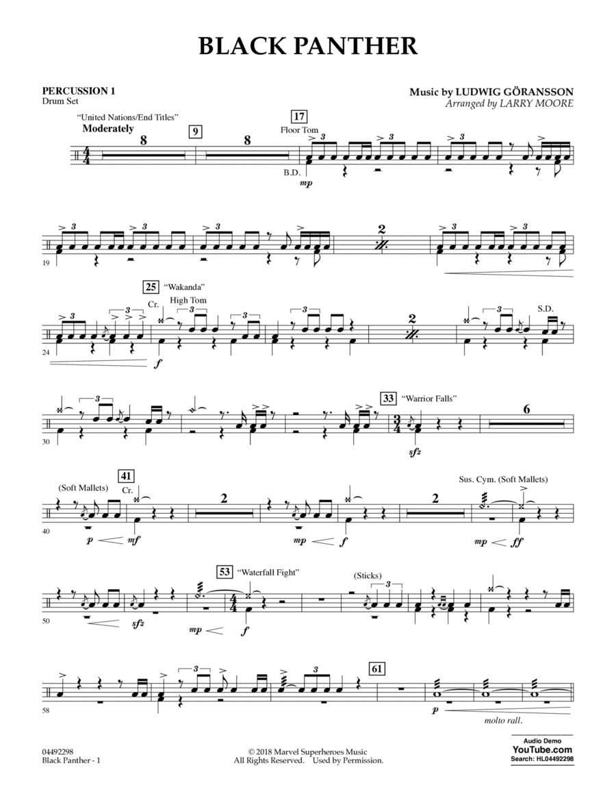 Black Panther (arr. Larry Moore) - Percussion 1