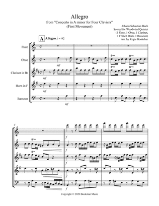 Allegro (from "Concerto for Four Claviers") (A min) (Woodwind Quintet - 1 Flute, 1 Oboe, 1 Clar, 1 H