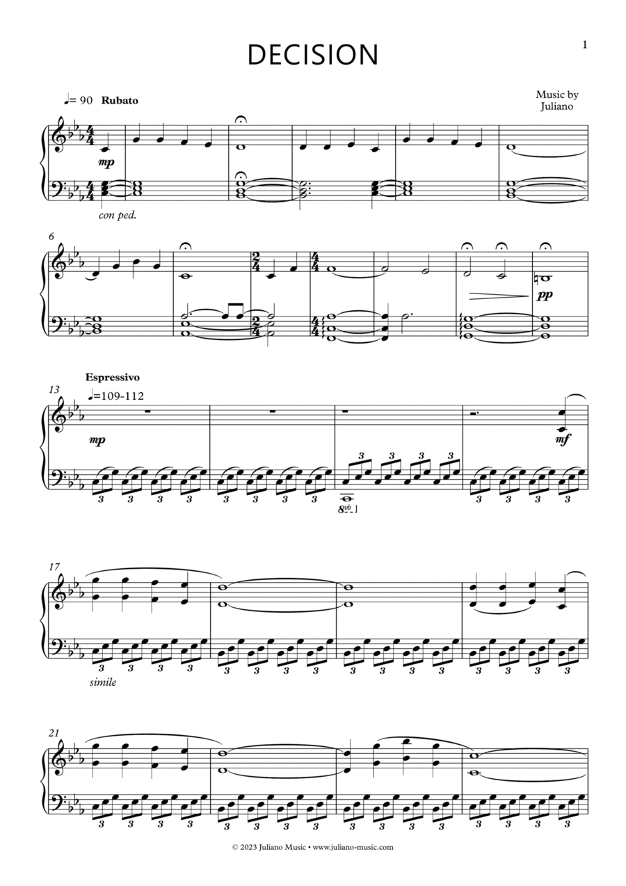 Decision Piano Solo scores gallery preview page 1