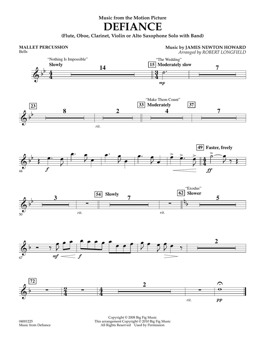Music from Defiance - Mallet Percussion Concert Band scores gallery preview page 1