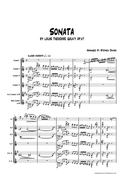 'Sonata' by Louis Theodore Gouvy for Clarinet Sextet. image number null