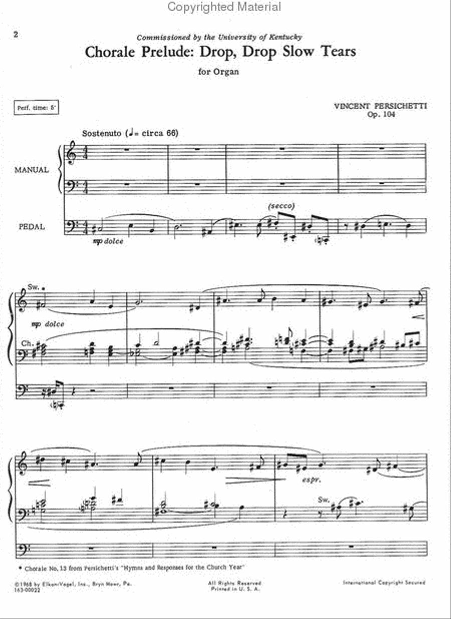 Chorale Prelude: Drop, Drop Slow Tears Chamber Music scores gallery preview page 2