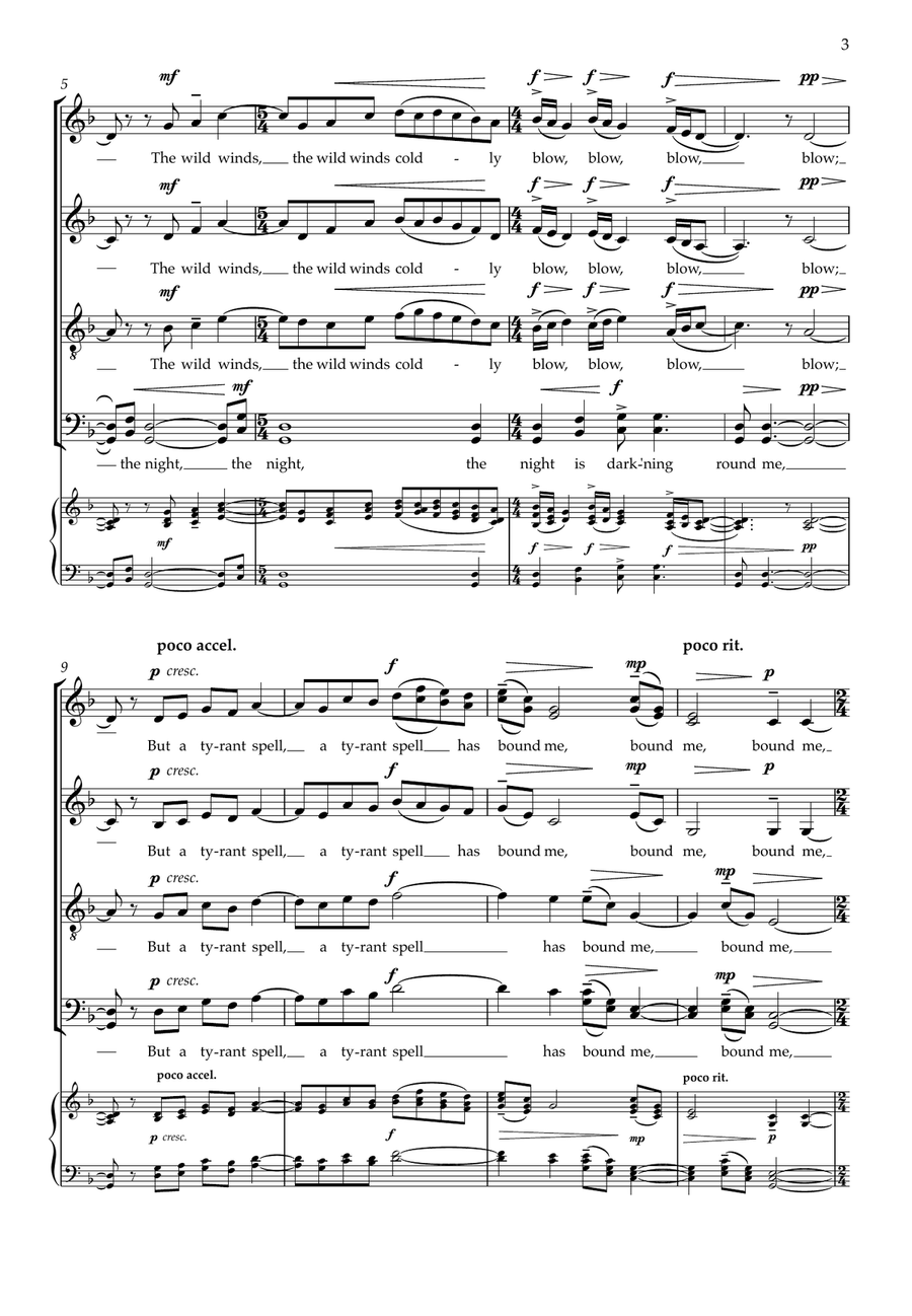 The Night is Darkening Round Me (SATB unaccompanied) 4-Part scores gallery preview page 3