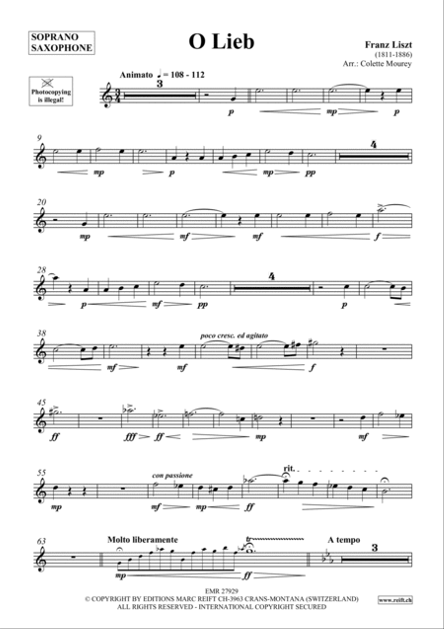 O Lieb O Lieb Soprano Saxophone scores gallery preview page 2