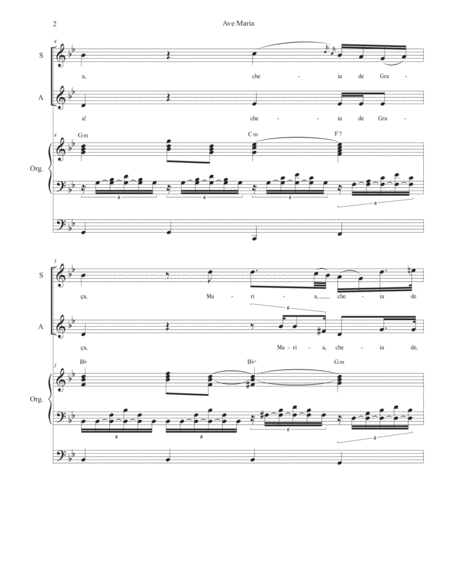 Ave Maria (Portuguese Lyrics - for 2-part choir (SA) - High Key - Organ Accompaniment) image number null