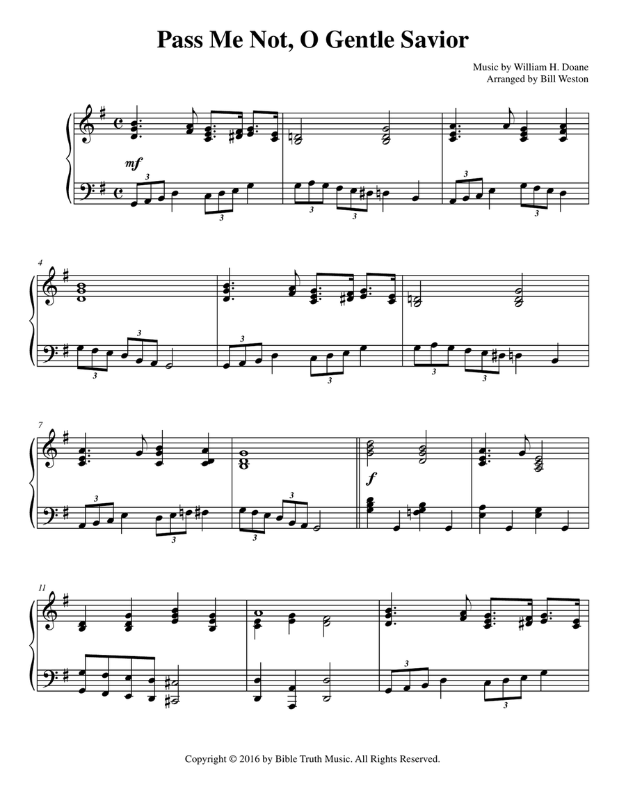 Pass Me Not O Gentle Savior Piano Solo scores gallery preview page 1