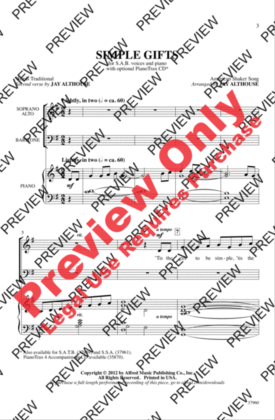Simple Gifts 3-Part scores gallery preview page 2