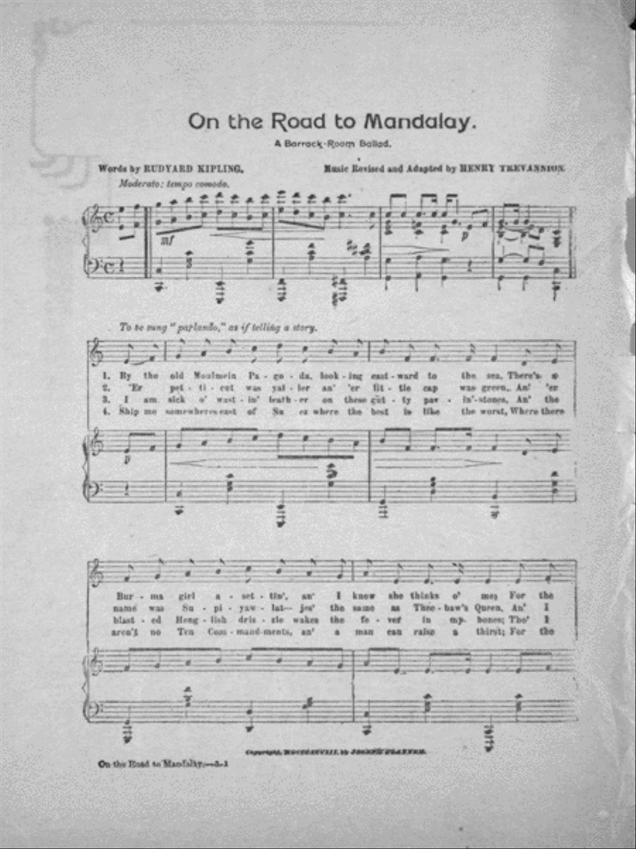 On the Road to Mandalay. A Barrack-Room Ballad Voice scores gallery preview page 2