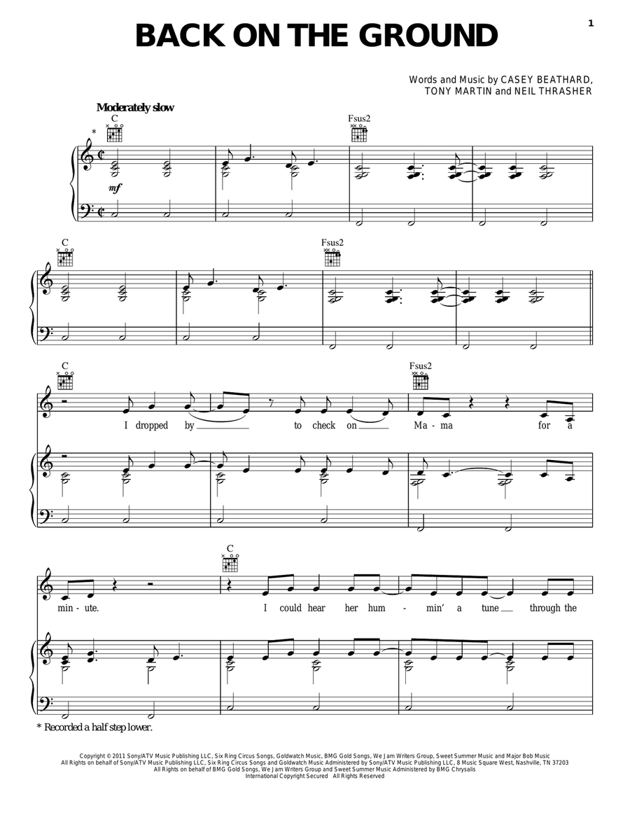 Back On The Ground Back On The Ground Piano, Vocal, Guitar scores gallery preview page 1