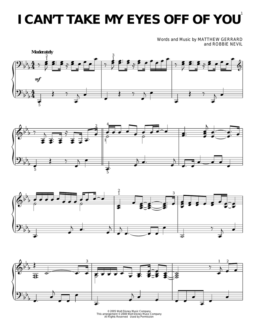 I Can't Take My Eyes Off Of You Piano Solo scores gallery preview page 1