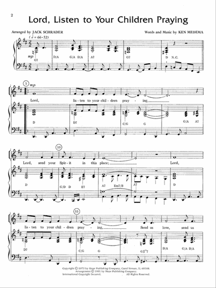 Lord, Listen T-Schr-Med Voice; Key of D Medium Voice scores gallery preview page 6