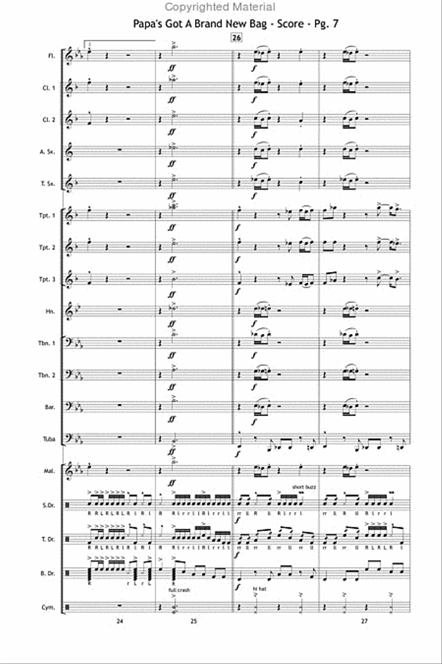 Papa's Got a Brand New Bag Marching Band scores gallery preview page 8