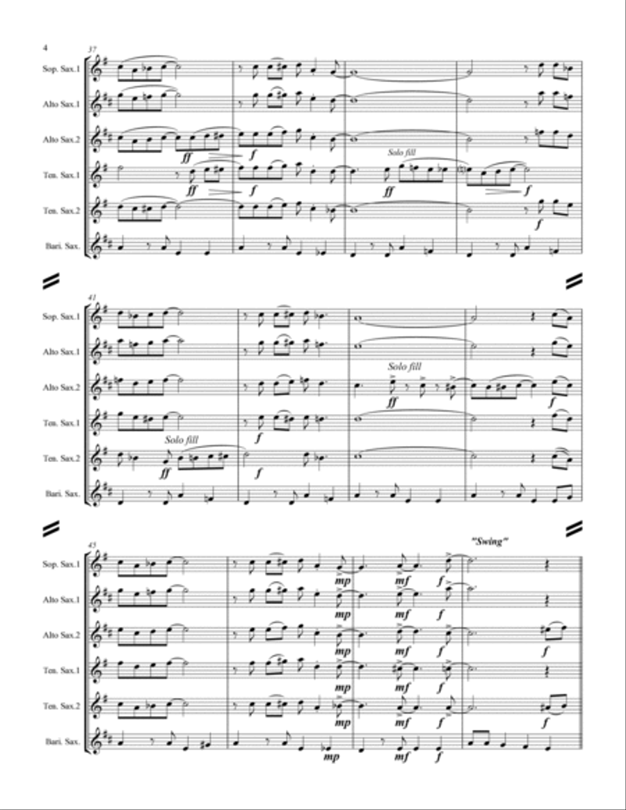 St. Louis Blues (for Saxophone Quintet SATTB or AATTB) Saxophone Quintet scores gallery preview page 5