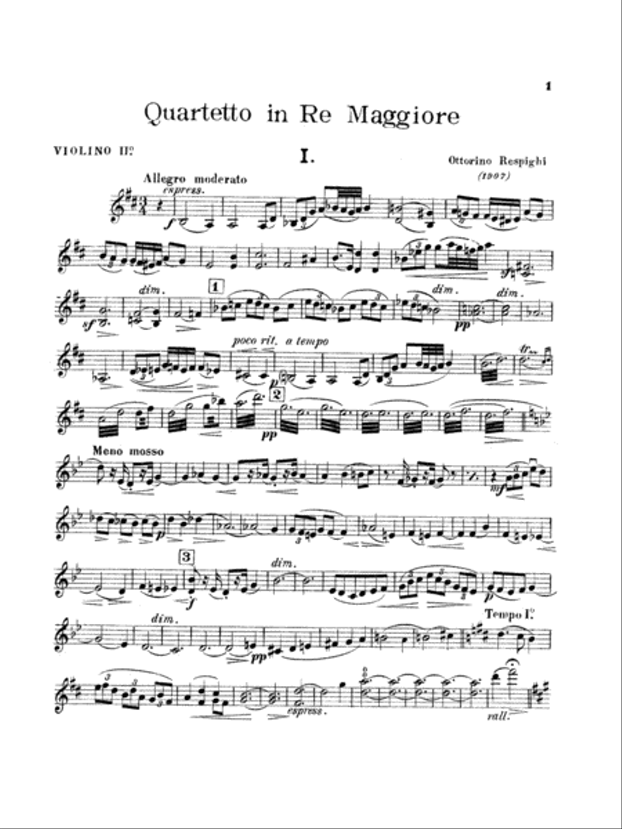 String Quartet in D Major (1907): 2nd Violin String Quartet scores gallery preview page 1