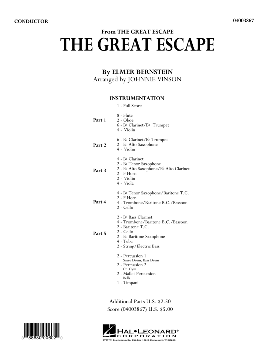 The Great Escape (March) - Conductor Score (Full Score)