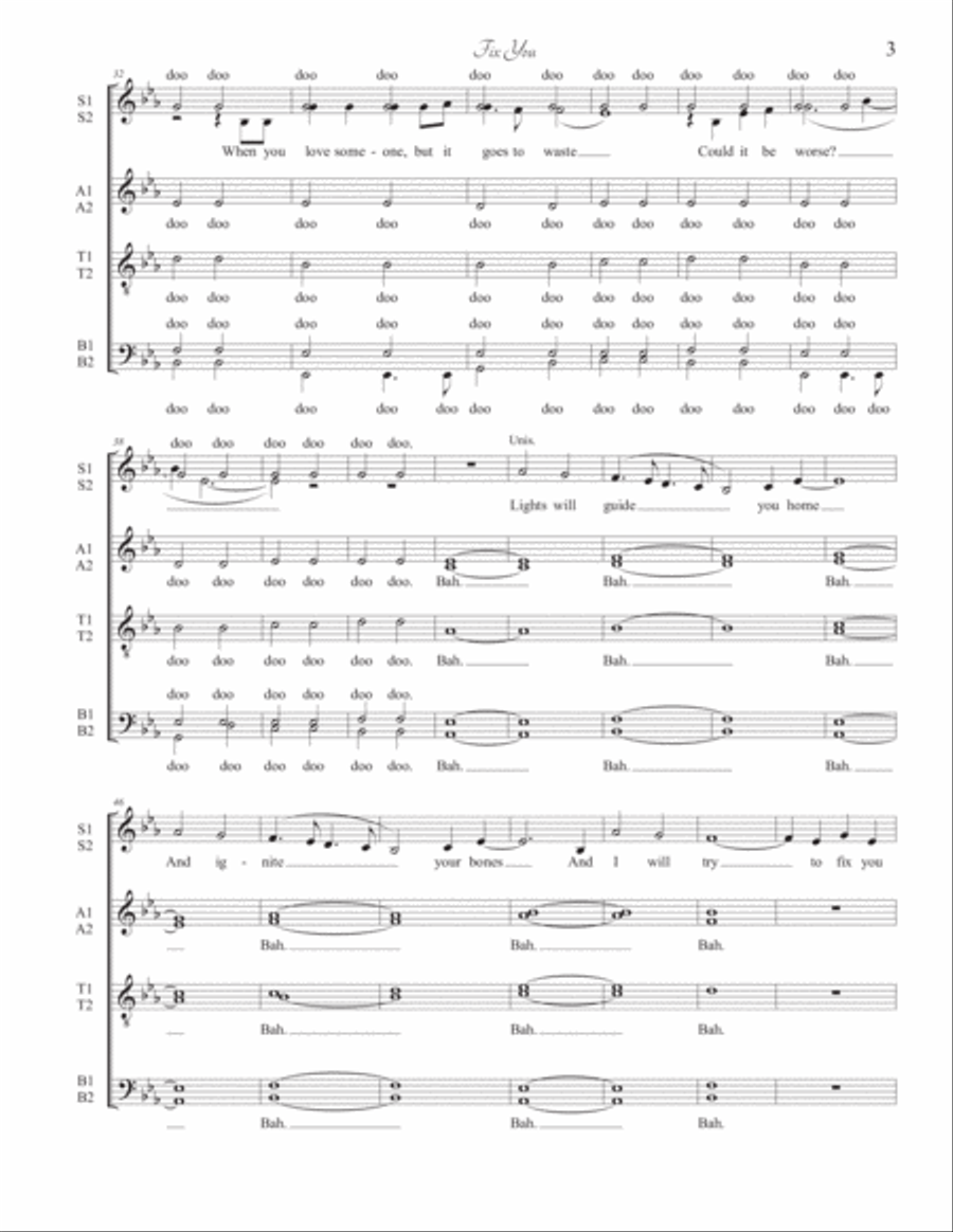 Fix You 4-Part scores gallery preview page 3