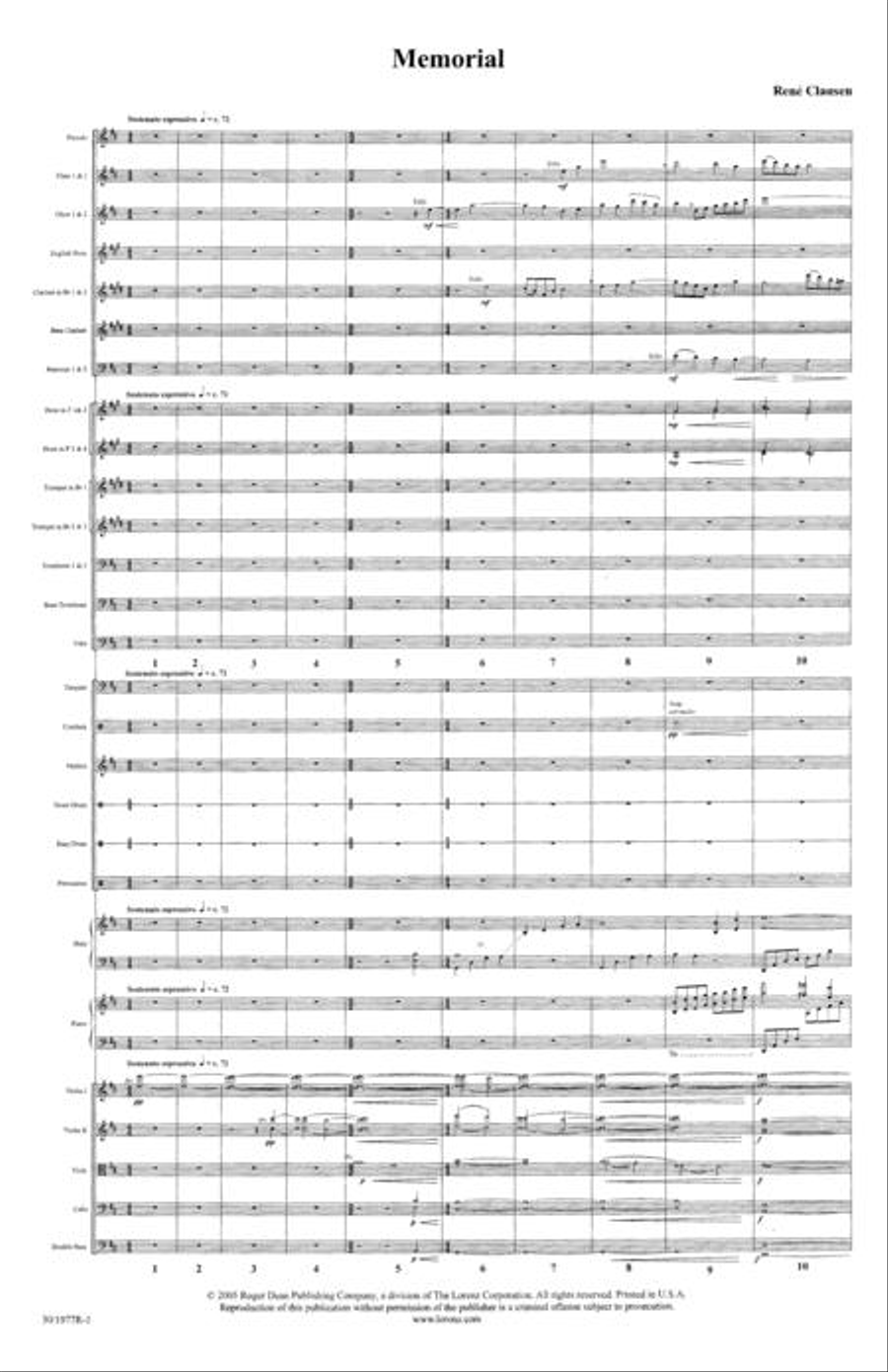 Memorial - Orchestral Full Score and Parts Full Orchestra scores gallery preview page 2