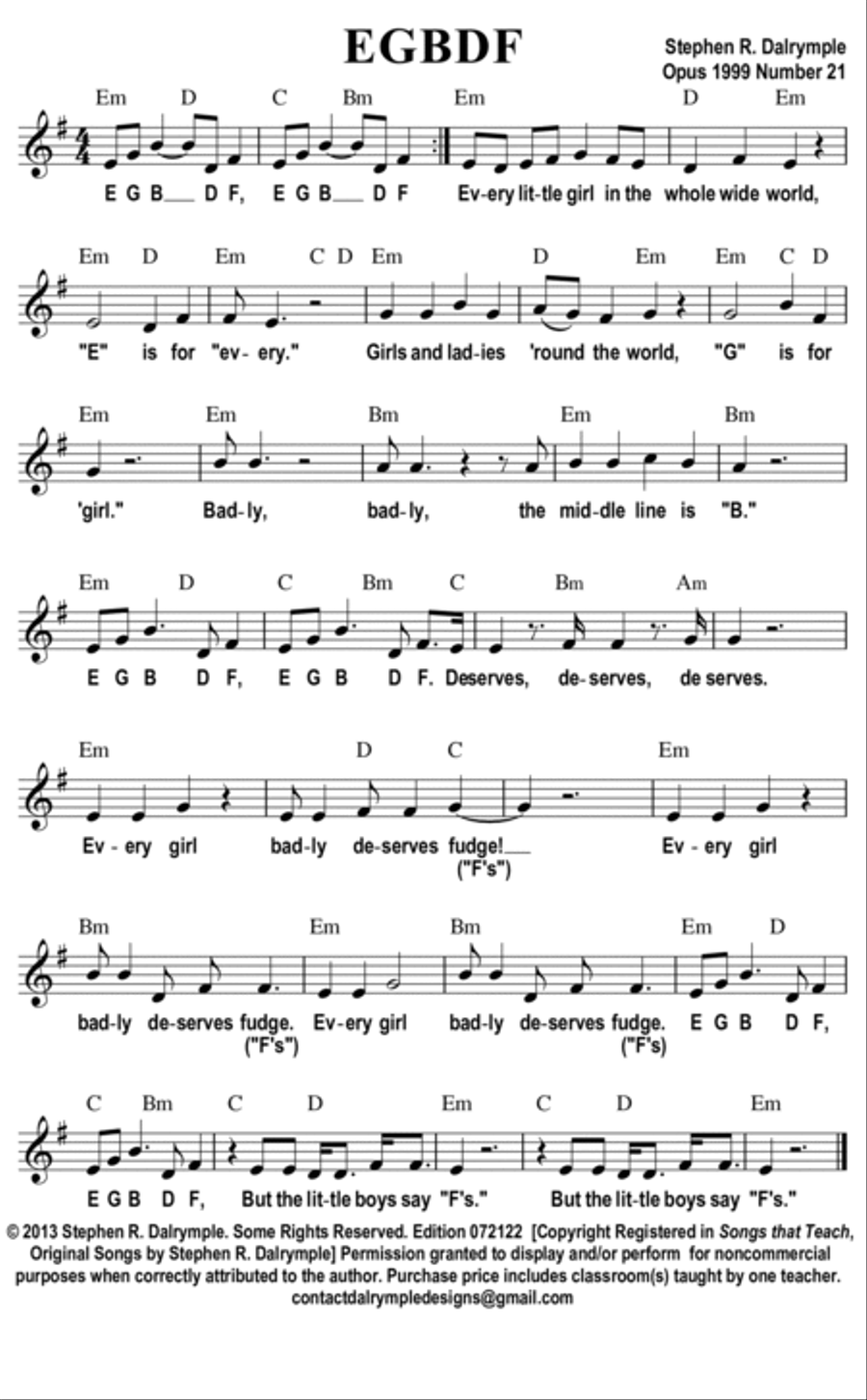 E G B D F Voice scores gallery preview page 4