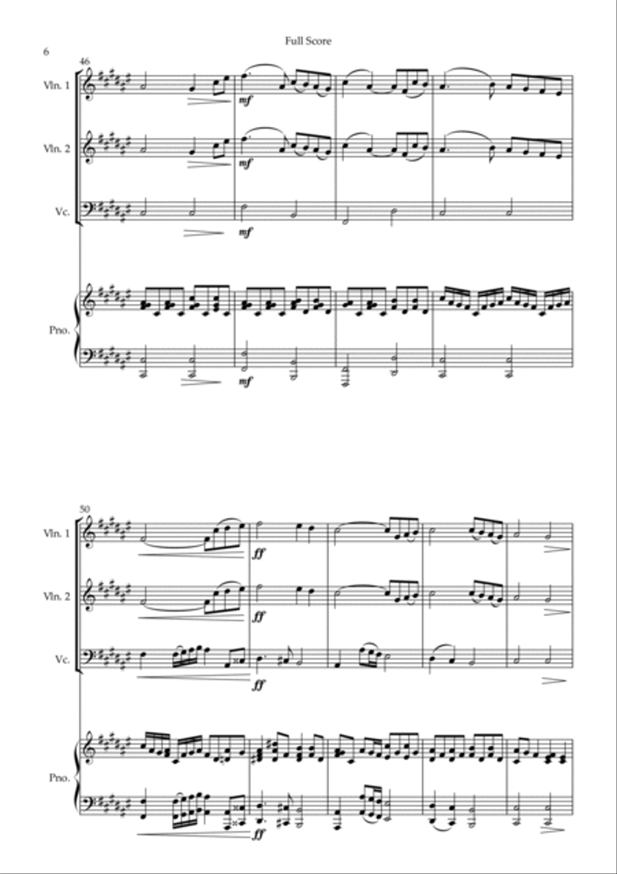 You Raise Me Up Piano Quartet scores gallery preview page 6