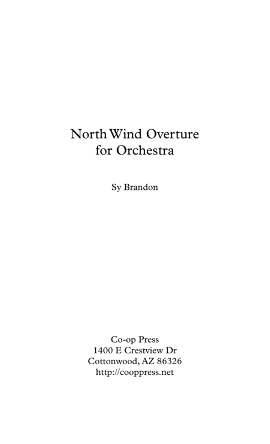 North Wind Overture for Orchestra Chamber Orchestra scores gallery preview page 1