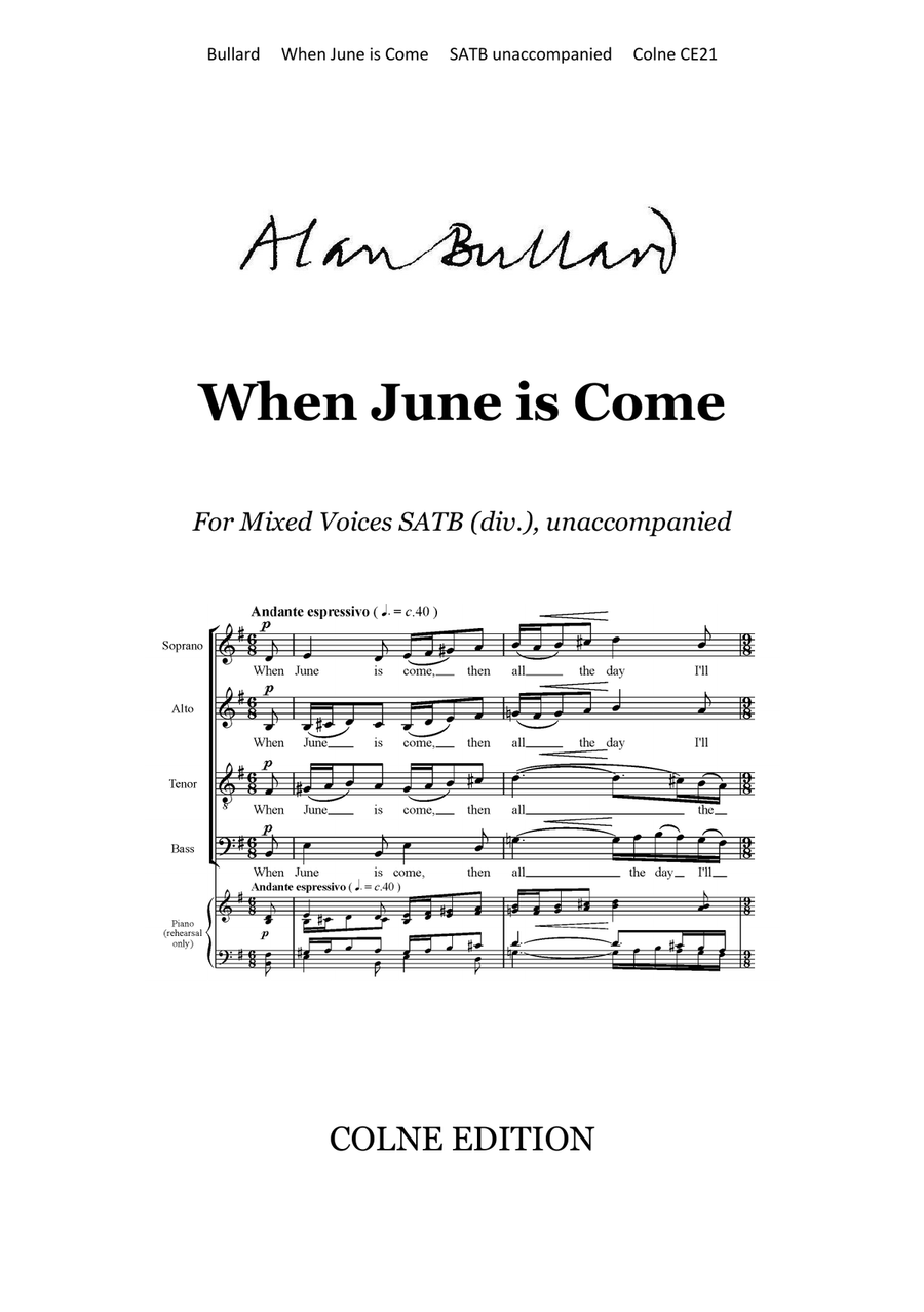 When June is Come (for SATB div., unaccompanied) Divisi scores gallery preview page 1