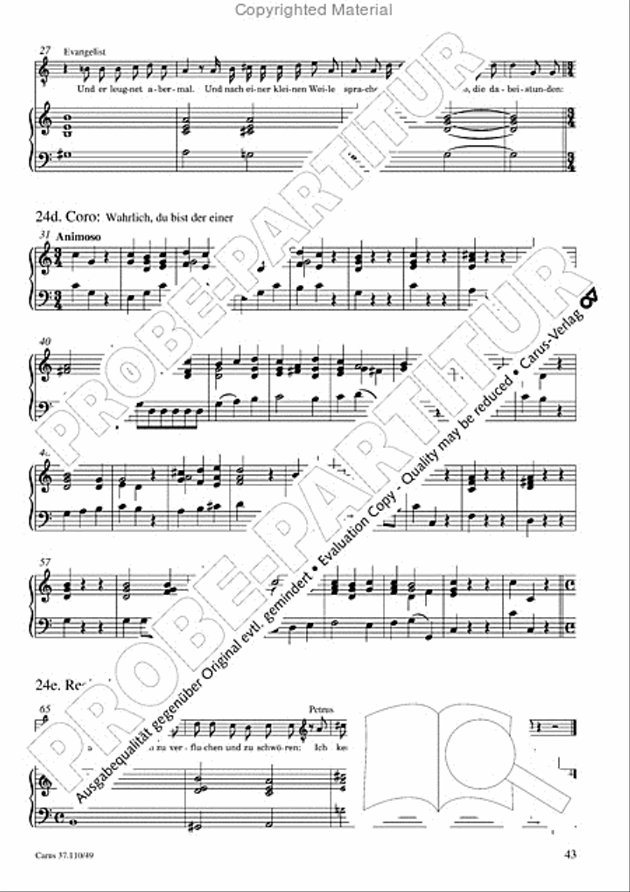 Markuspassion. Werkausgabe Reihe 1, Bd. 7 (Homilius) Organ scores gallery preview page 44