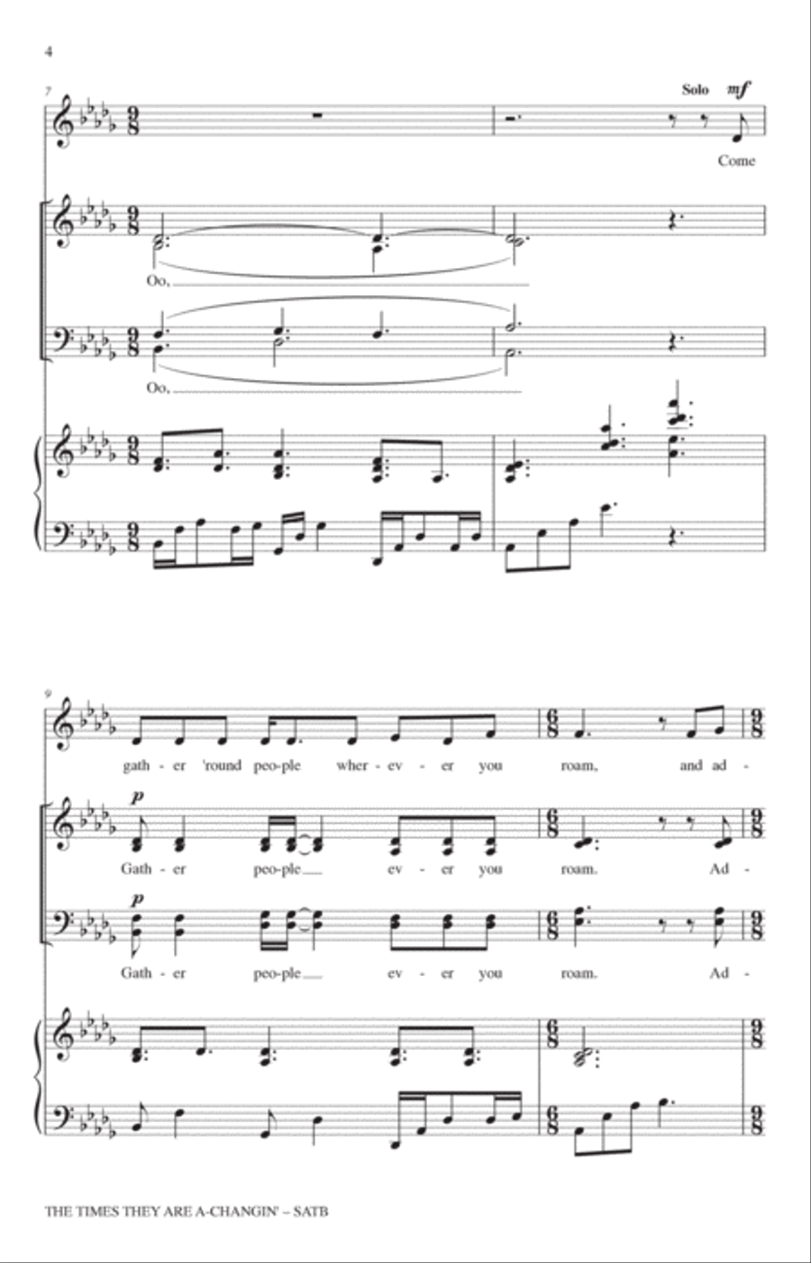 The Times They Are A-Changin' (arr. Adam Podd) 4-Part scores gallery preview page 2