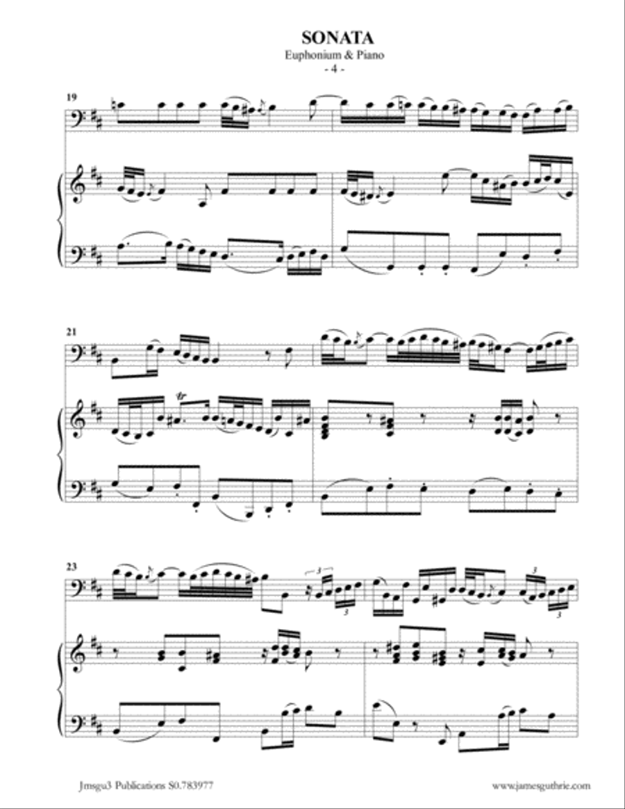 BACH: Sonata BWV 1030 for Euphonium & Piano Brass Duet scores gallery preview page 4