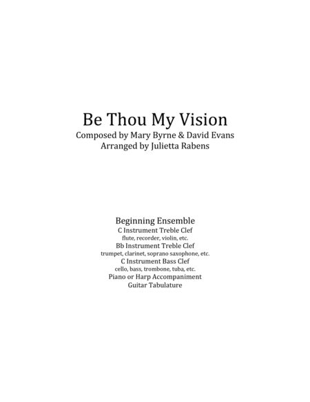 Be Thou My Vision in G major for easy ensemble
