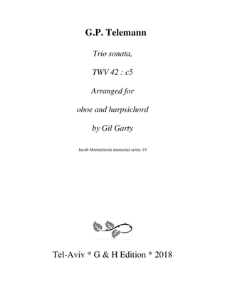 Book cover for Trio sonata, oboe, viola, continuo, TWV 42: c5, C minor (arrangement for oboe and harpichord)
