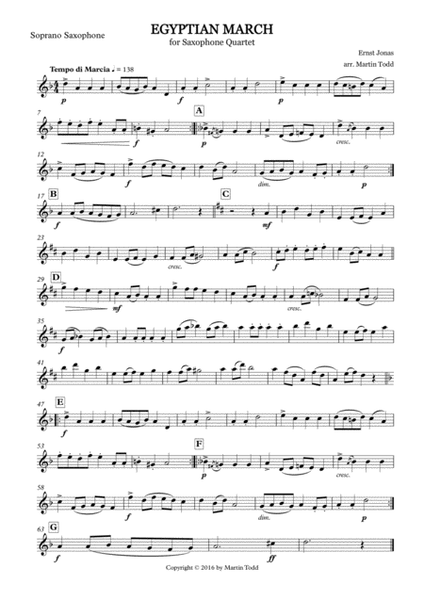 Egyptian March for Saxophone Quartet (SATB) image number null