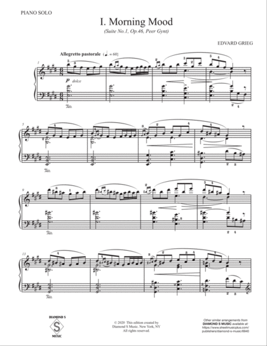 Morning Mood from Peer Gynt Suite No.1, Op. 46 - Edvard Grieg - Piano Solo Piano Solo scores gallery preview page 5