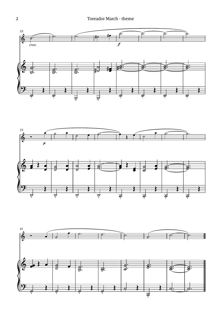 Toreador March (from the opera Carmen) - easy version Chamber Music scores gallery preview page 2