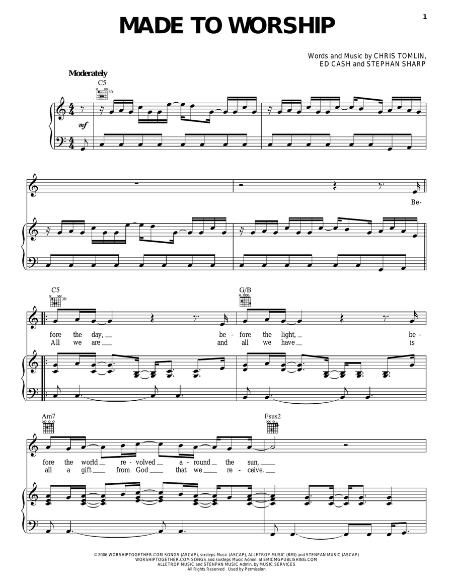 Made To Worship Made To Worship Piano, Vocal, Guitar scores gallery preview page 1