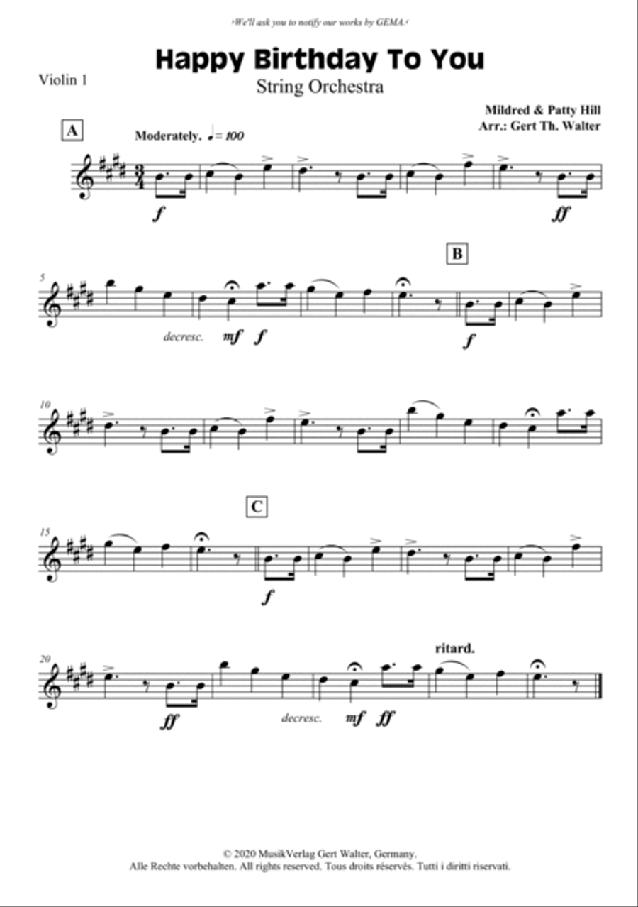 Happy Birthday To You Happy Birthday To You String Orchestra scores gallery preview page 4
