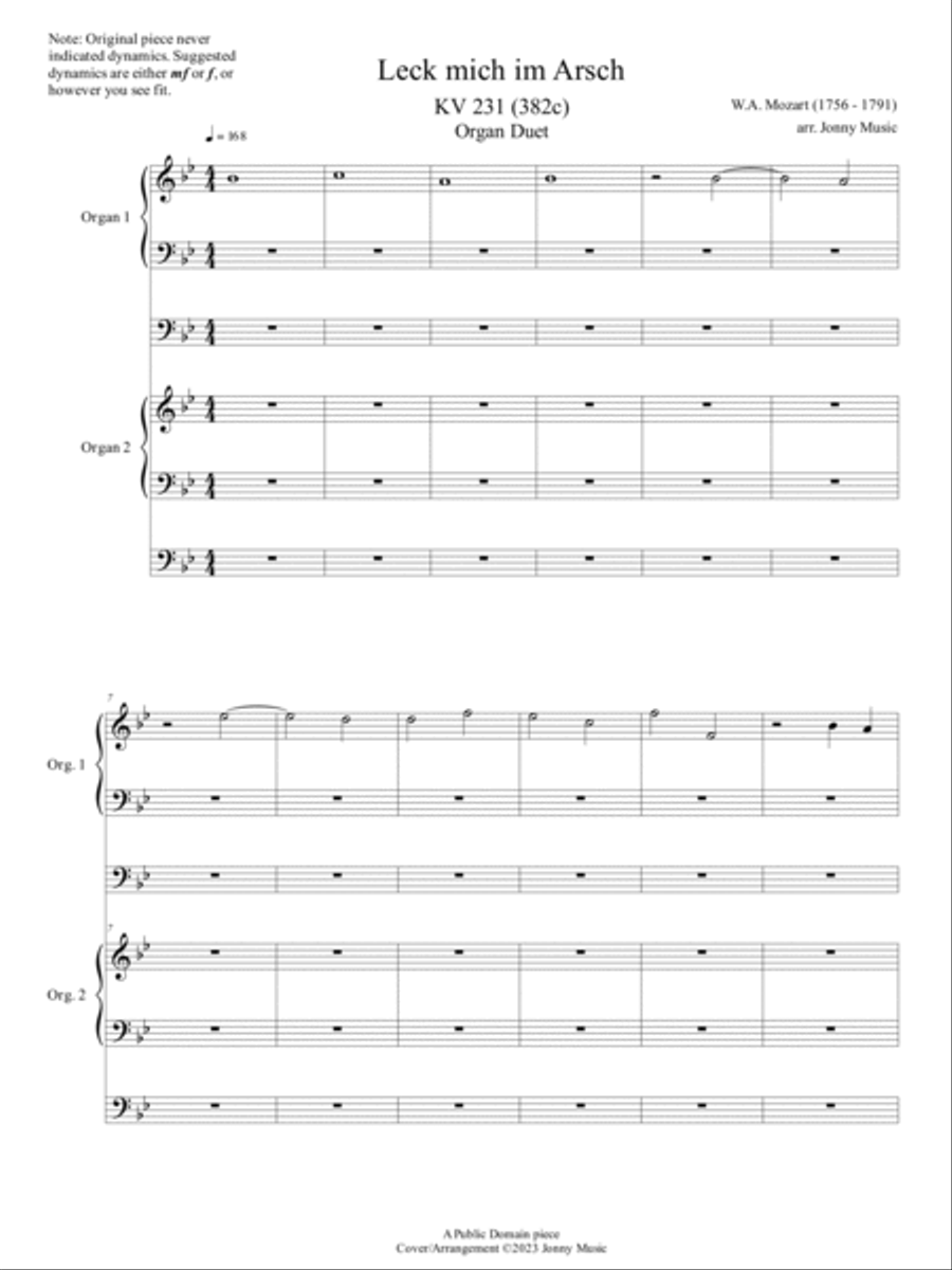 Leck Mich Im Arsch [Duet version] Organ Solo scores gallery preview page 2