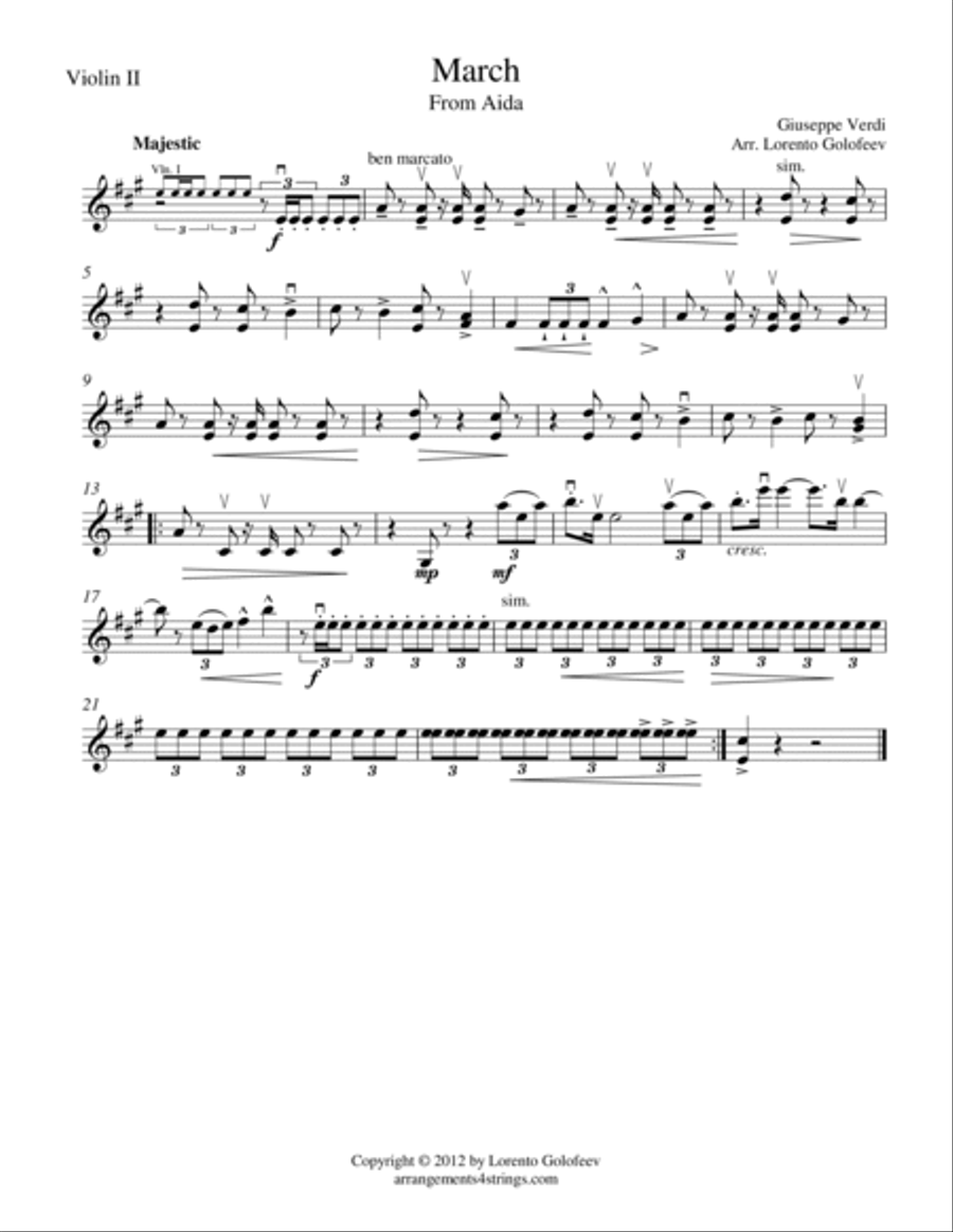 March from Aida March from Aida String Quartet scores gallery preview page 2
