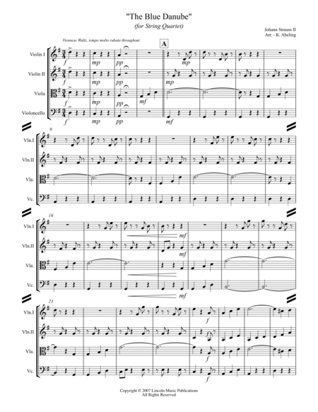 The Blue Danube (for String Quartet) image number null