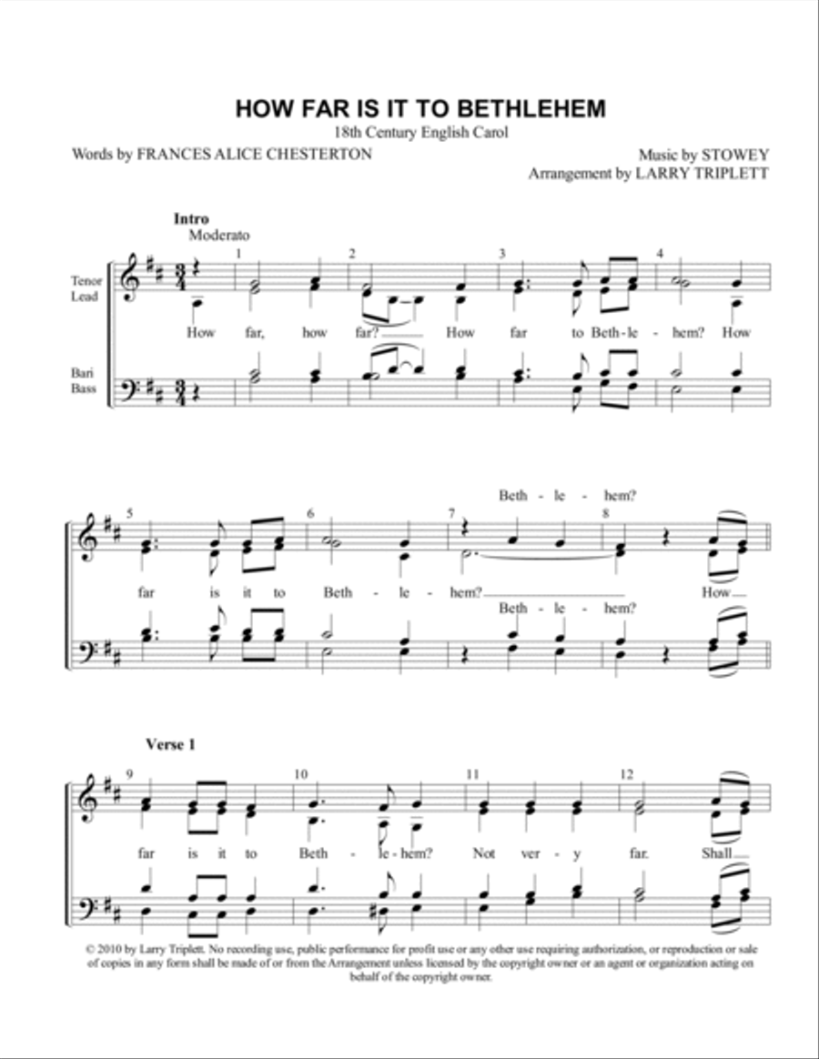 How Far Is It To Bethlehem 4-Part scores gallery preview page 1