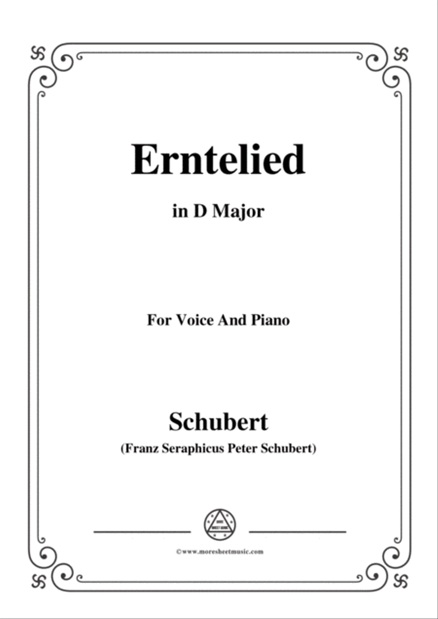 Schubert-Erntelied,in D Major,for Voice&Piano Voice scores gallery preview page 1