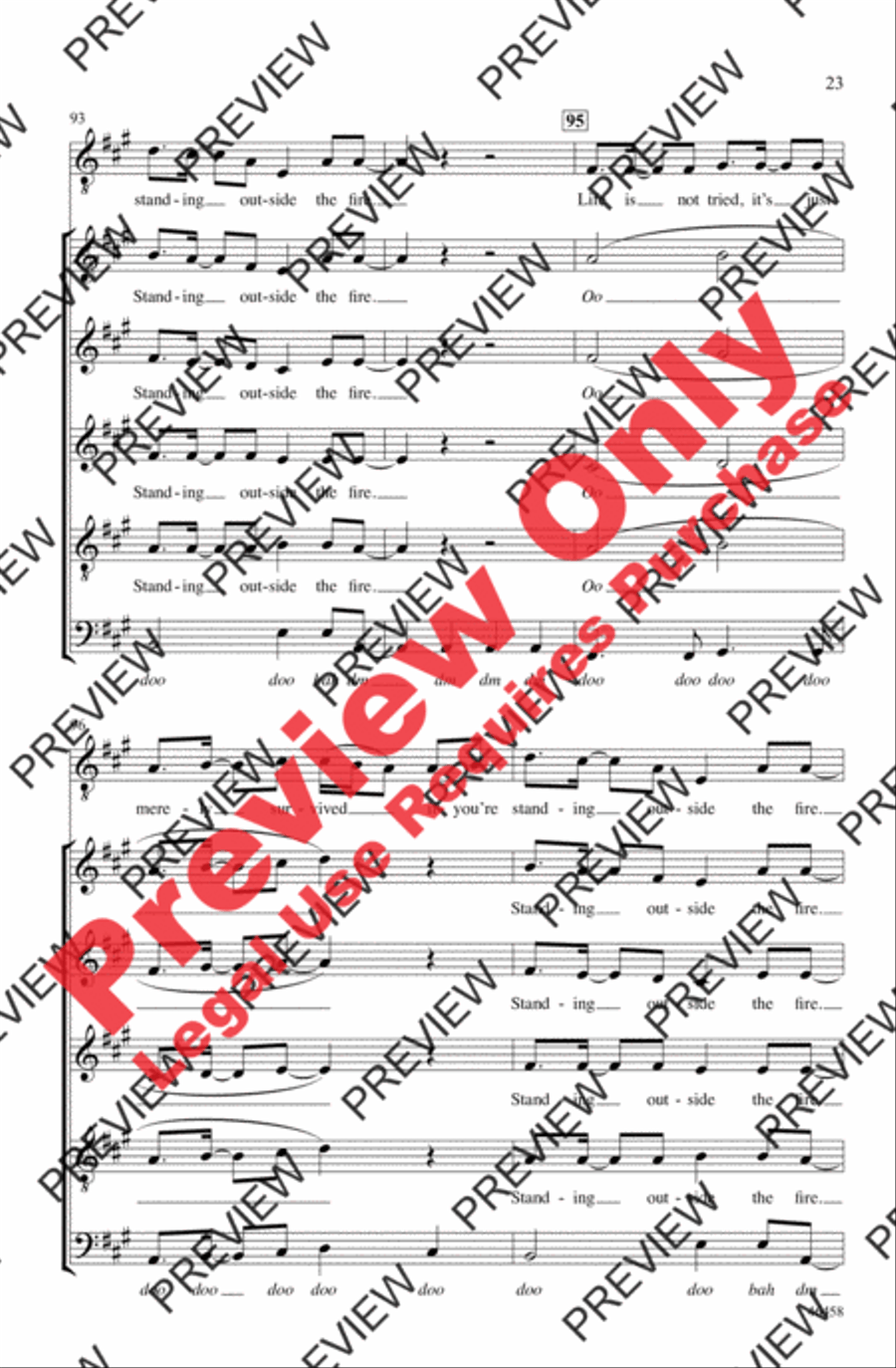 Standing Outside the Fire 4-Part scores gallery preview page 23