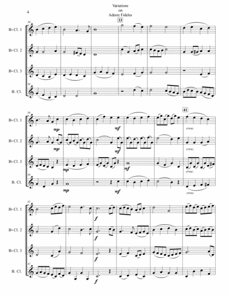 Variations on Adeste Fideles for Clarinet Quartet image number null